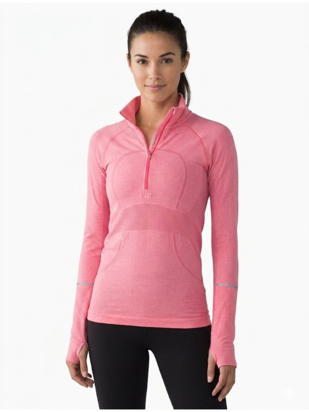 Lululemon Womens Pink Swiftly Half-Zip Pullover Size 6 Long Sleeve Reflective Ac